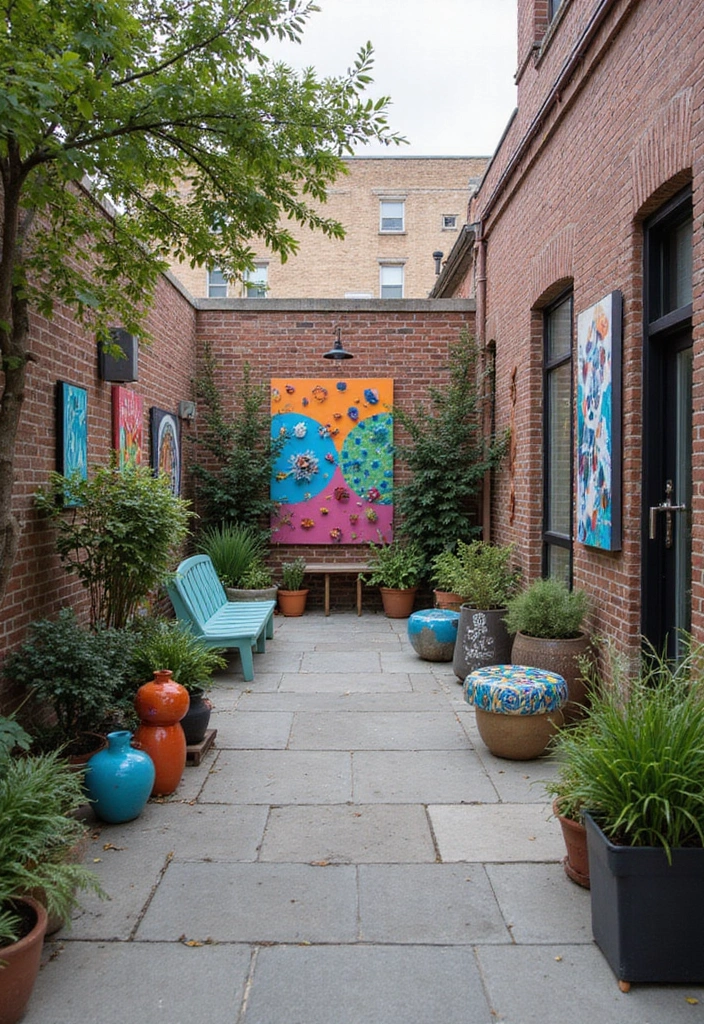 artistic decor and wall art on patio