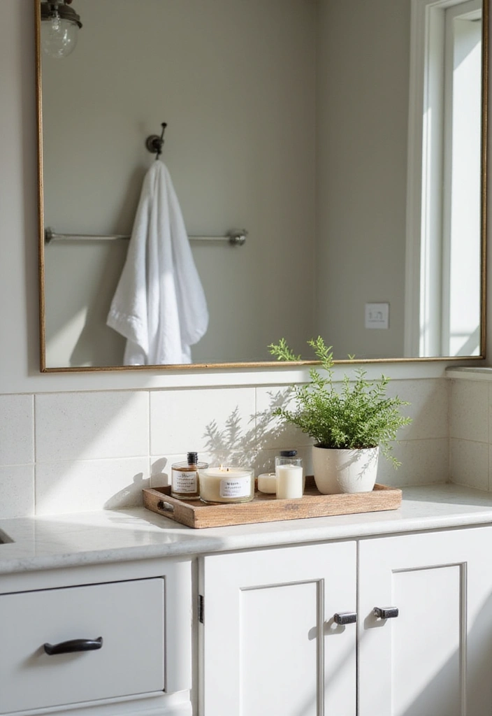 bamboo tray with candles and succulent