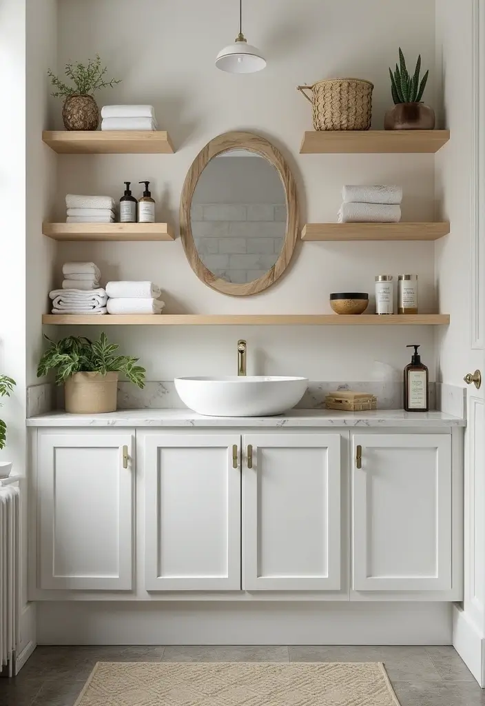 bathroom with customizable shelving ideas