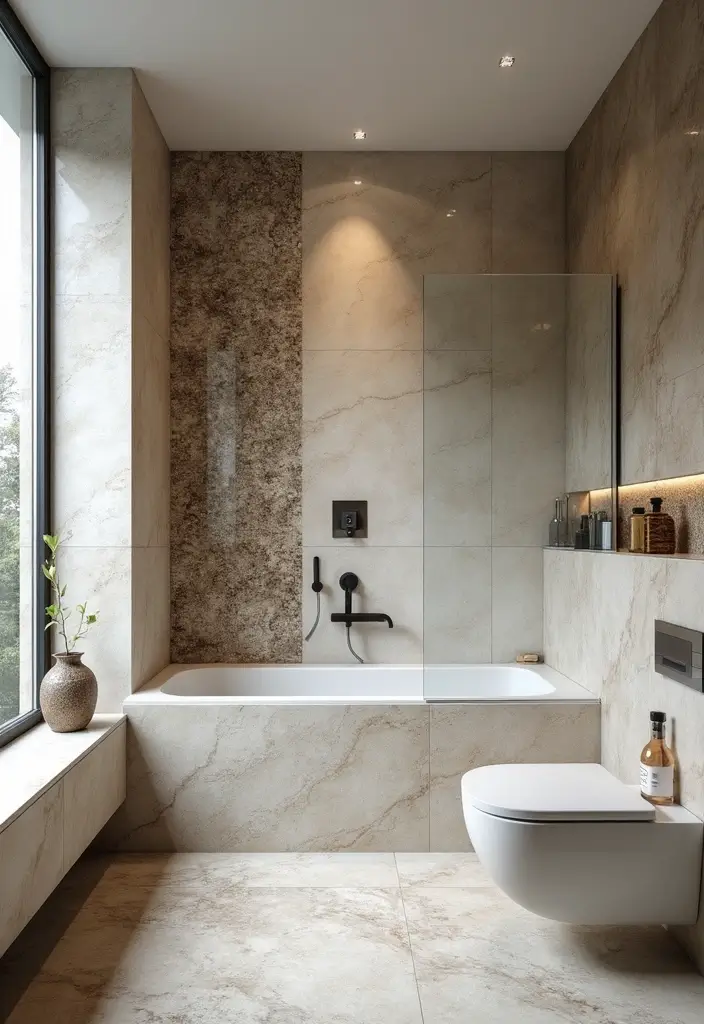 bathroom with stylish tile design