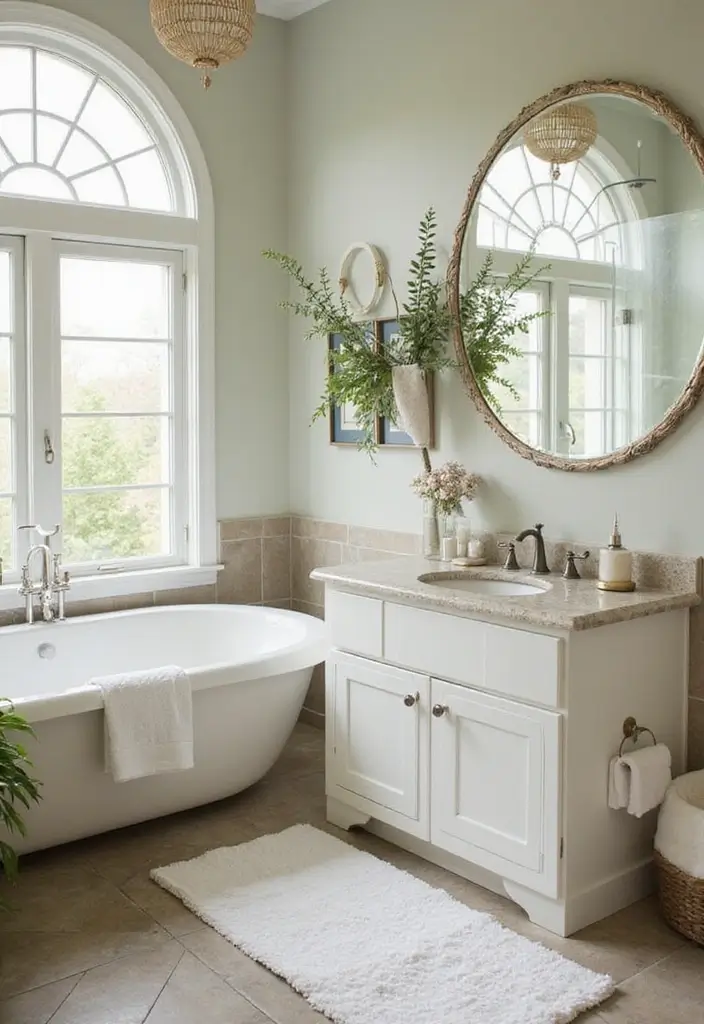 calm bathroom counter styled with accessories