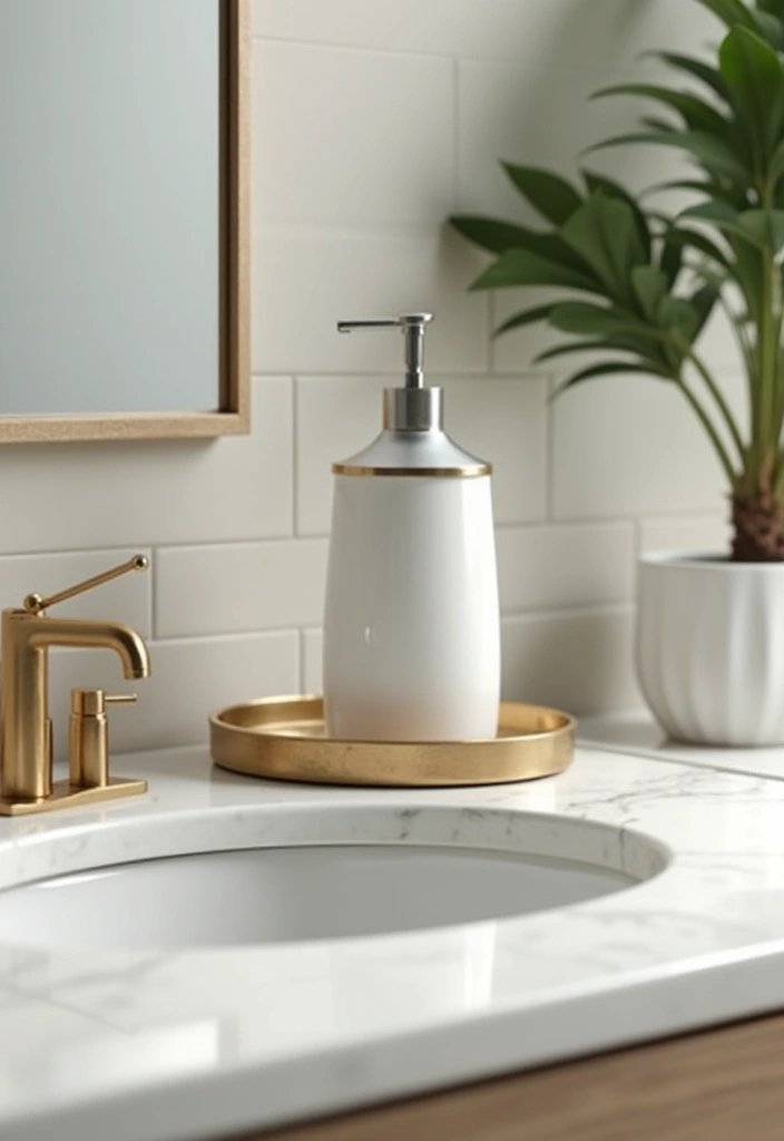 ceramic soap dispenser beside toothbrush holder