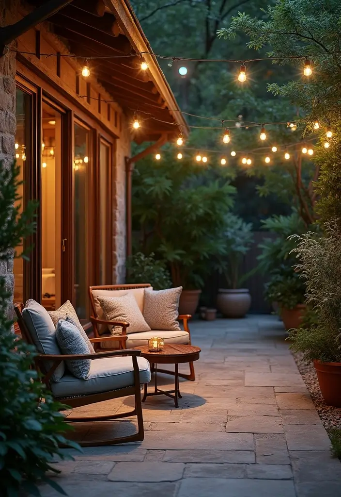 cozy seating area on urban apartment patio