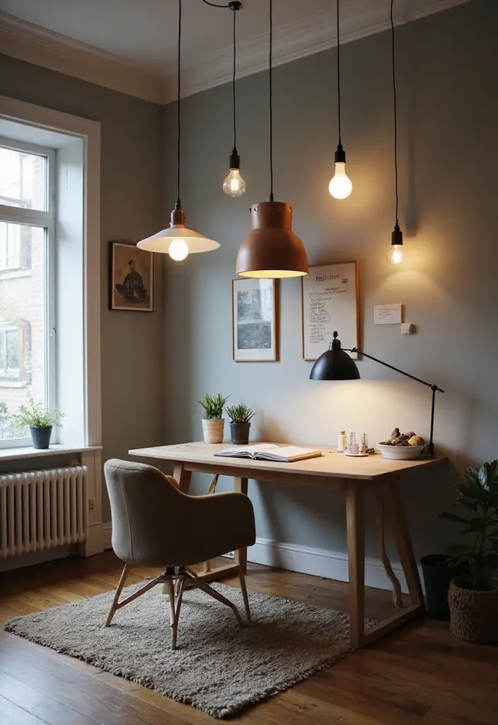 creative lighting in modern home office