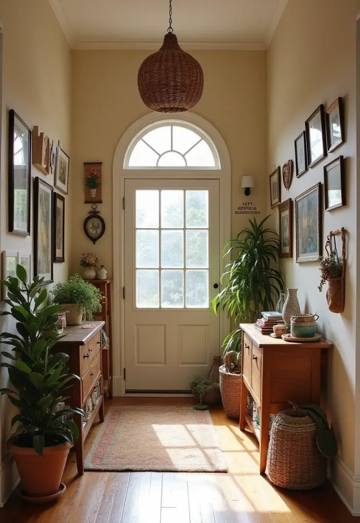 entryway with personal photos and decorative items