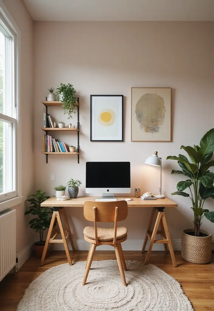 finished peaceful home office design