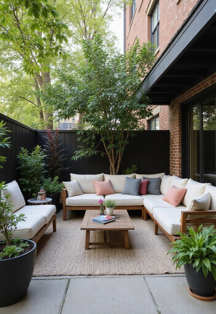 finished urban apartment patio with modern decor