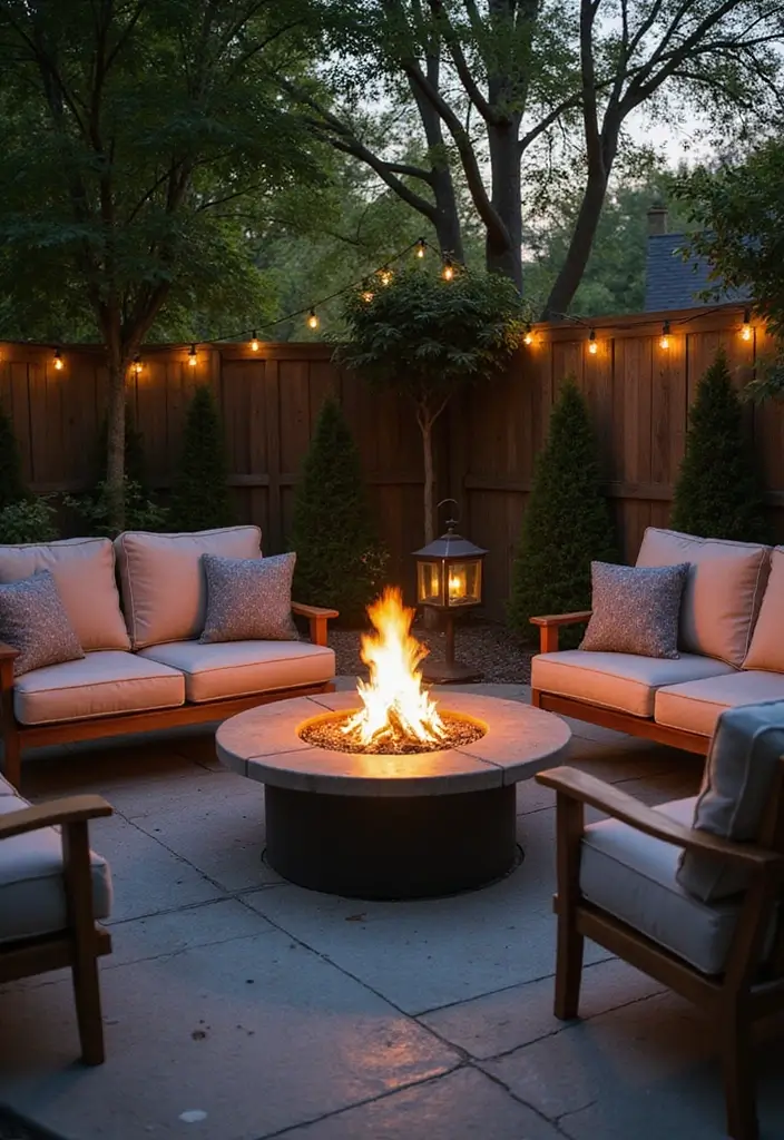 fire pit centerpiece on apartment patio