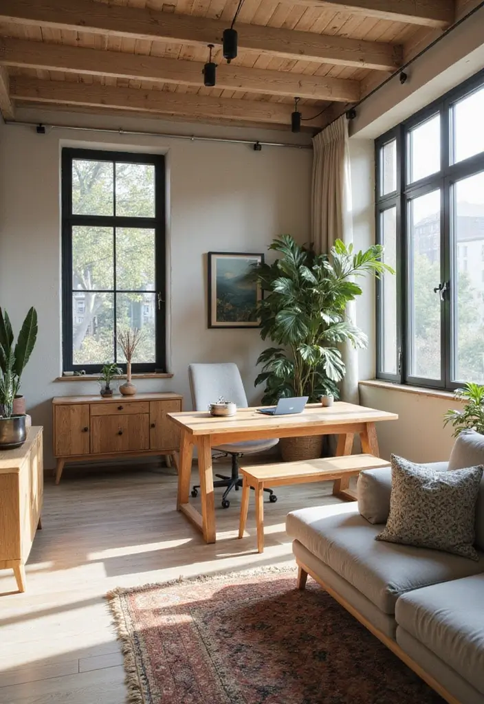 flexible home office layout with movable furniture