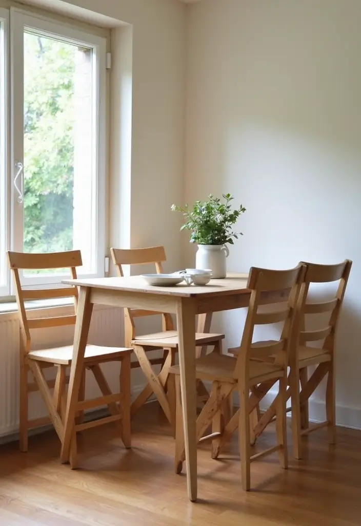foldable dining table set in small apartment
