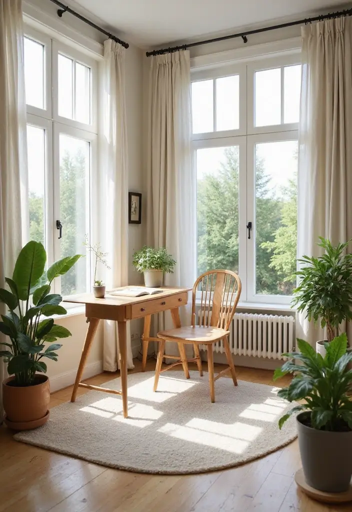 home office desk placed near window for natural light