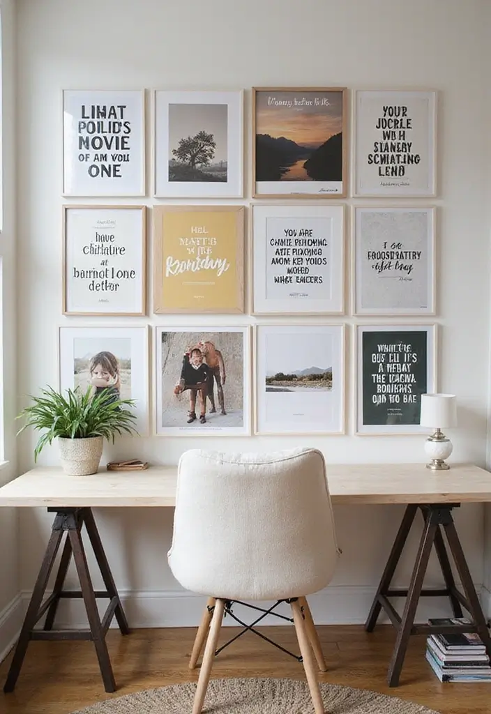 home office inspiration board with photos and quotes