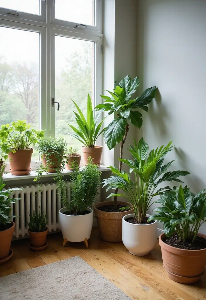 indoor plants in bachelor apartment