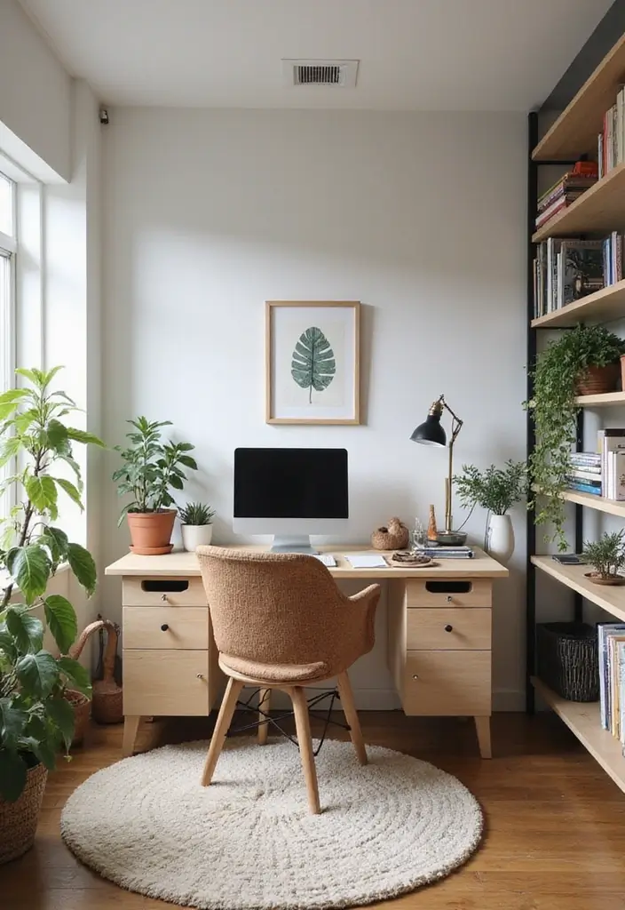 inspiring home office workspace with creative decor and cozy design