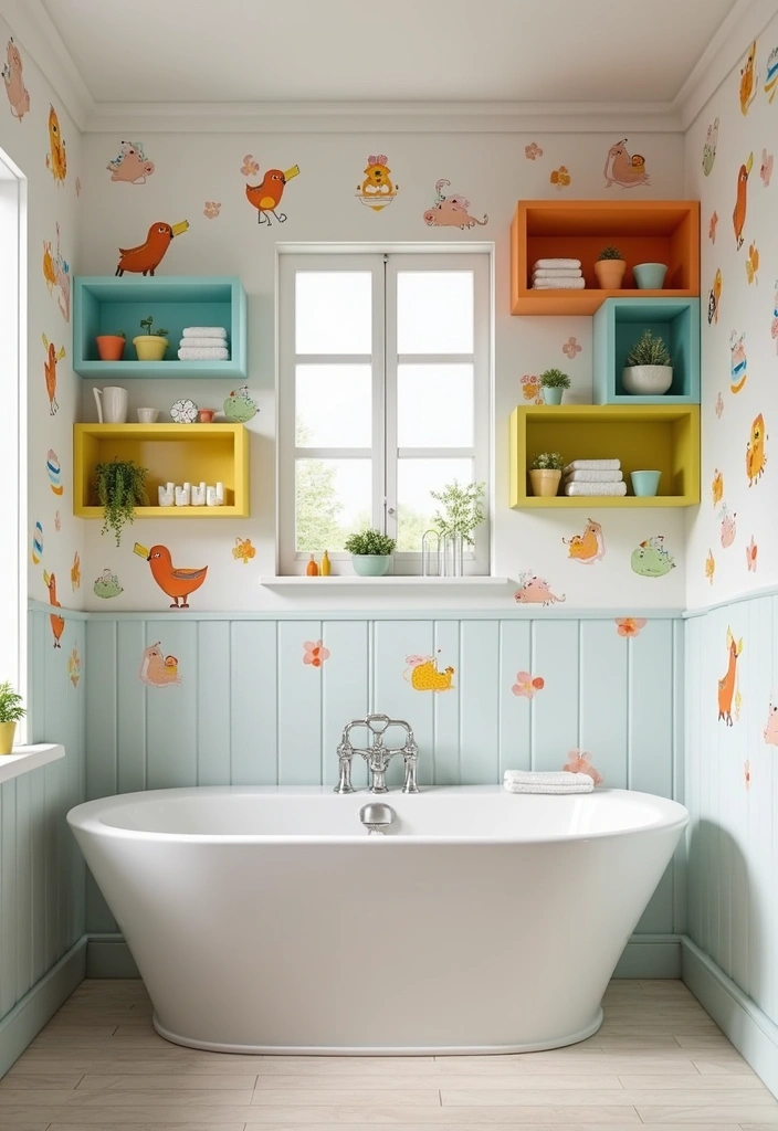 kids fun shelf wall decals