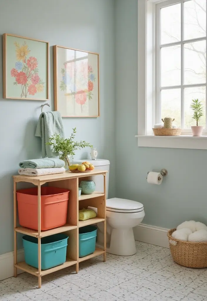 kids low level bathroom shelves