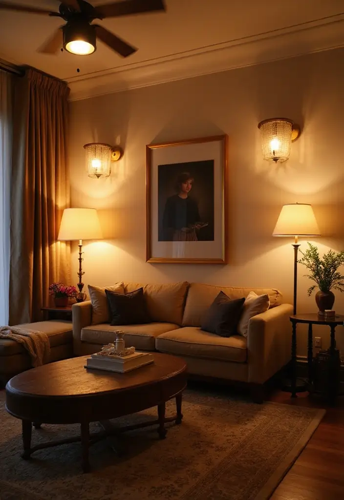 layered lighting in living space