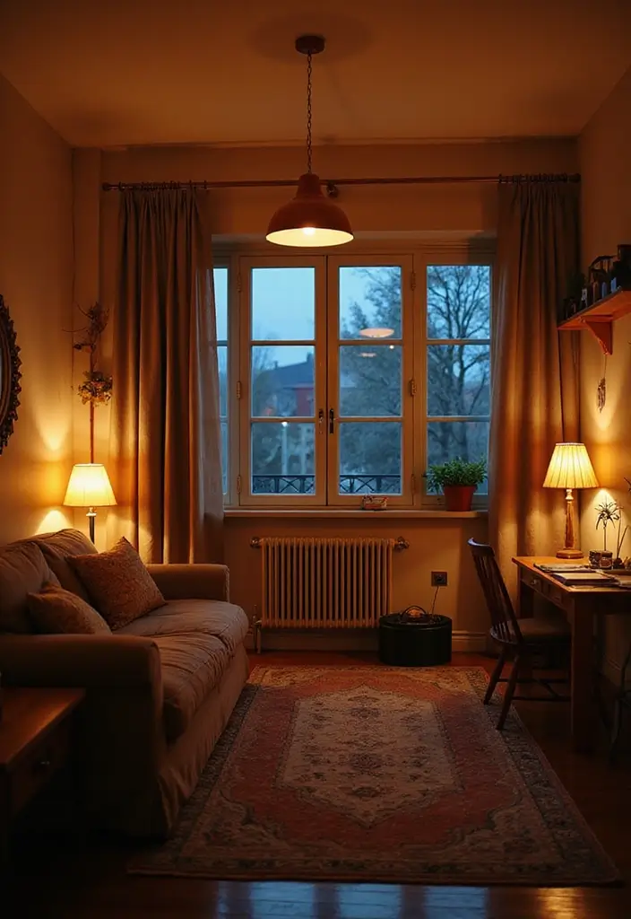 layered lighting small apartment