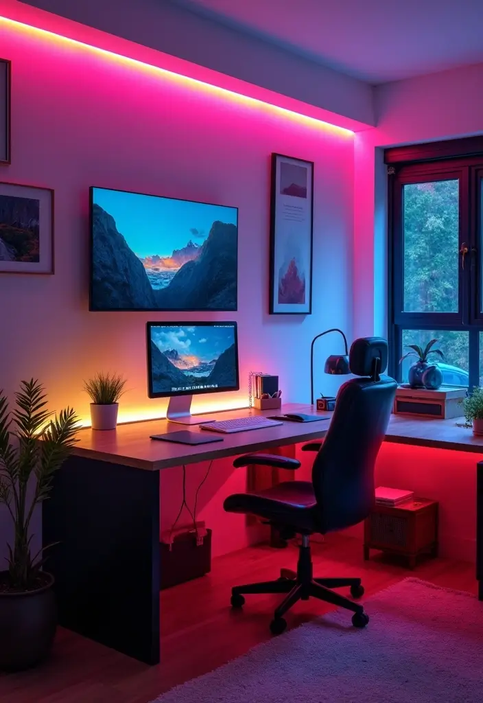 led strip lights behind monitor for backlighting
