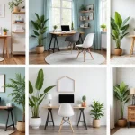 modern small home office setup with clean desk and minimal decor