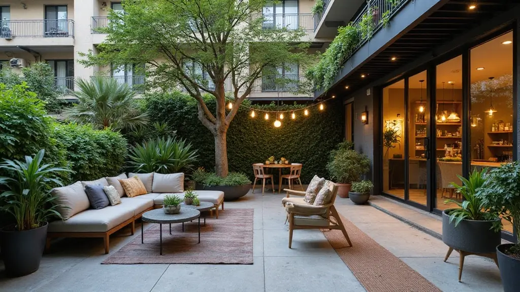 modern urban apartment patio with stylish decor