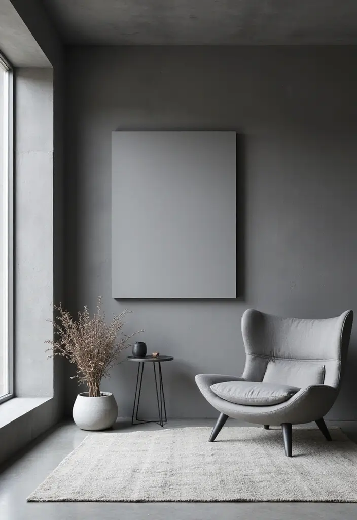 monochromatic minimalist studio decor