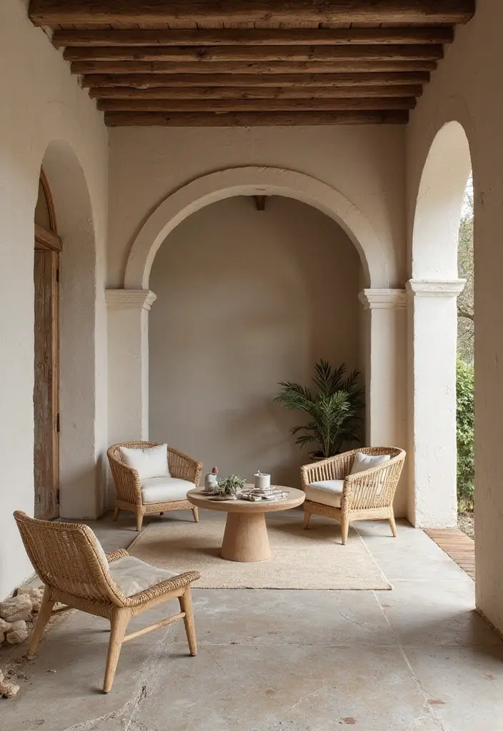 natural wood and fabric apartment decor