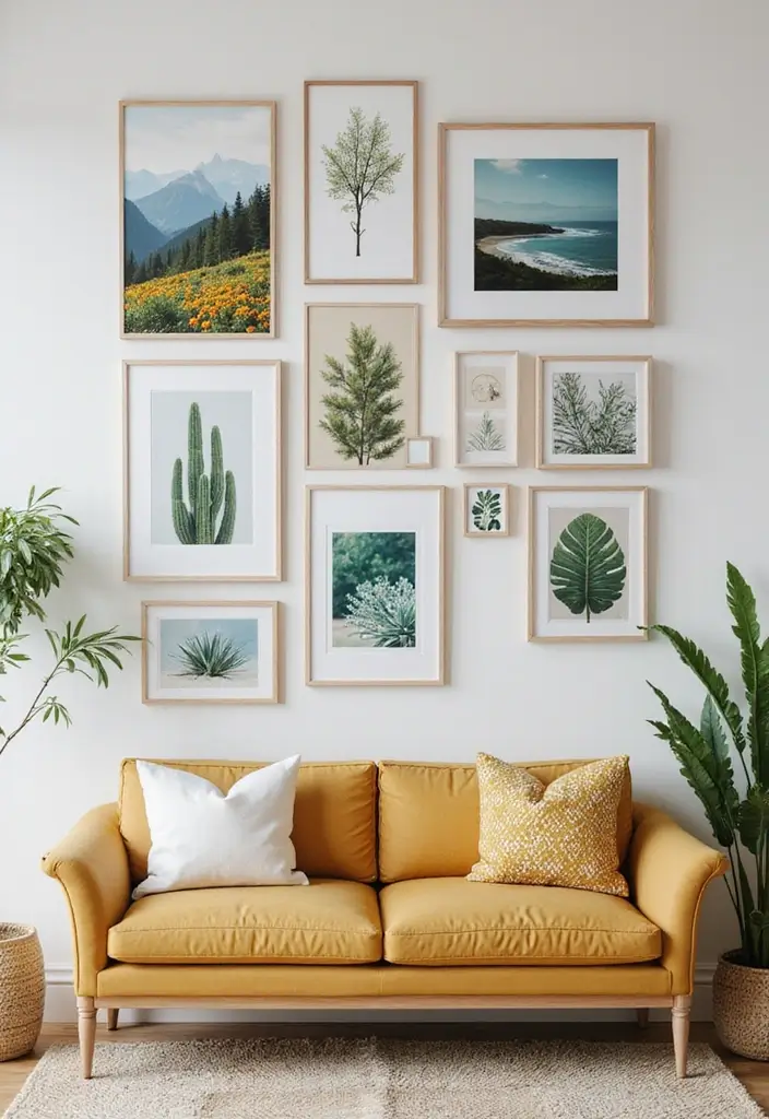 nature-inspired wall art featuring botanical and landscape designs
