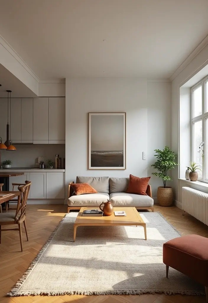 open apartment with defined zones