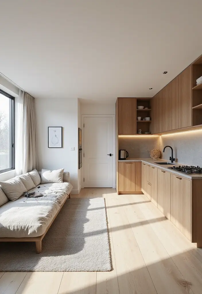 open concept minimalist studio layout design