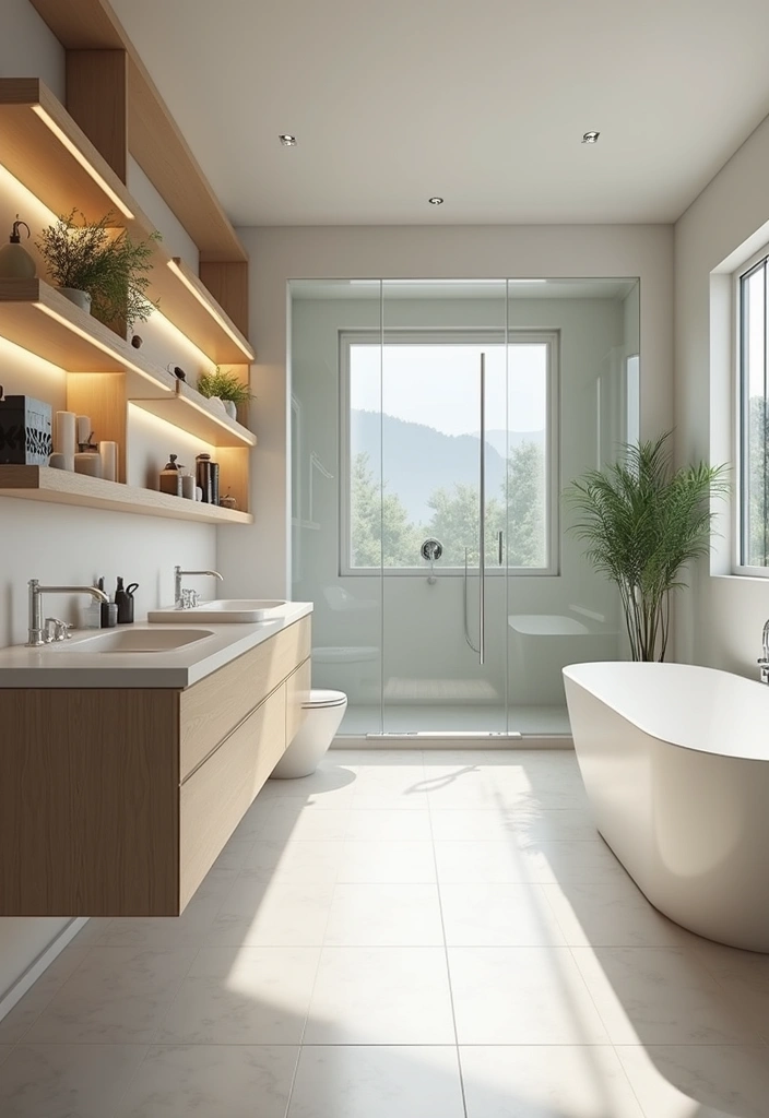 open space bathroom with airy modern layout