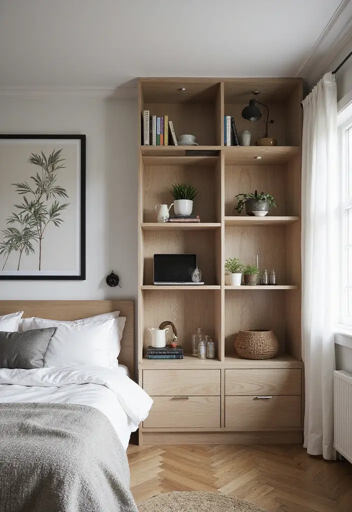 organized bachelor apartment interior with modern decor