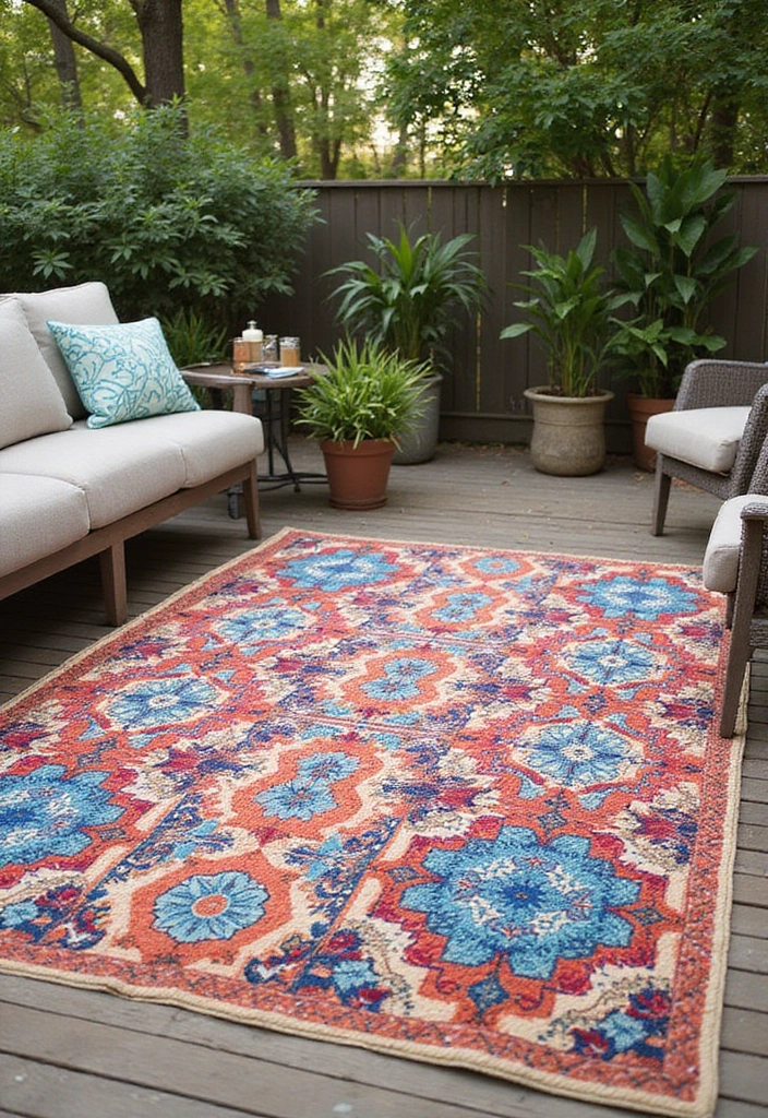 outdoor rug styling modern apartment patio
