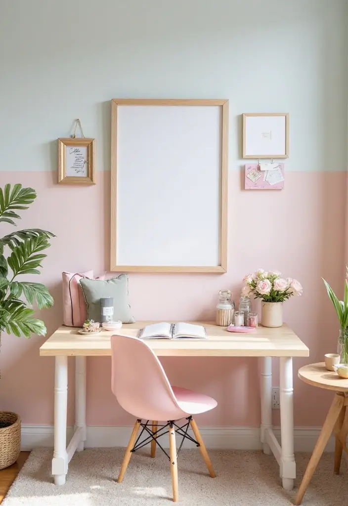 pastel home office decor