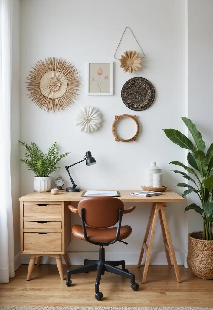 peaceful decorated home office workspace