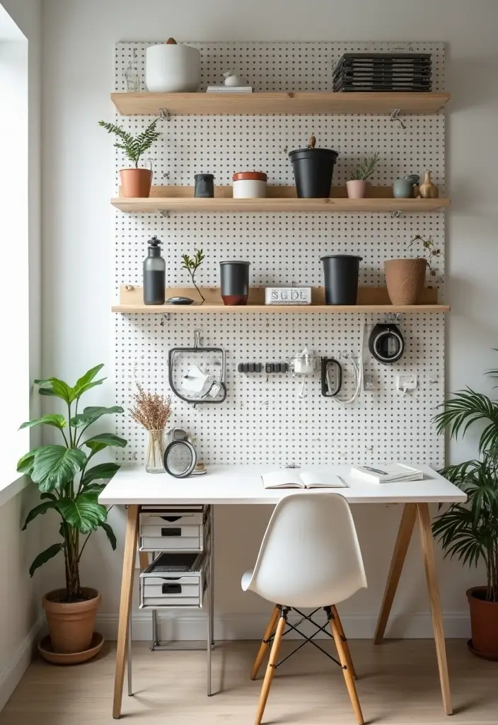 pegboard wall storage home office
