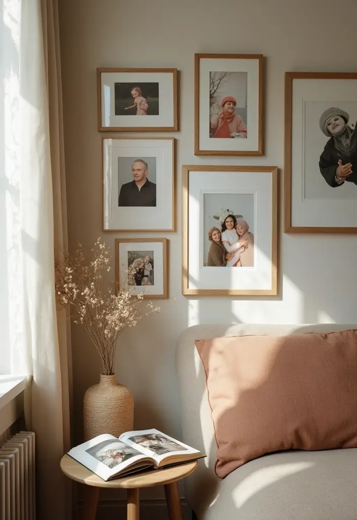 photo wall in bachelor apartment
