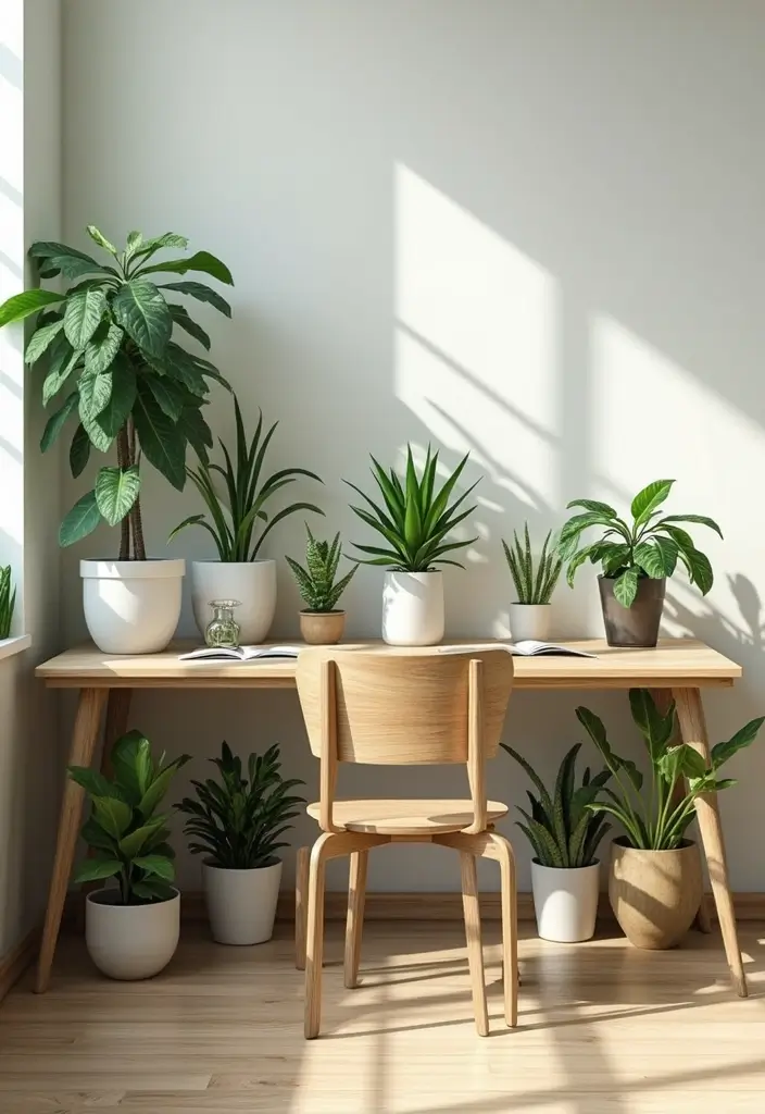 potted plant storage desk