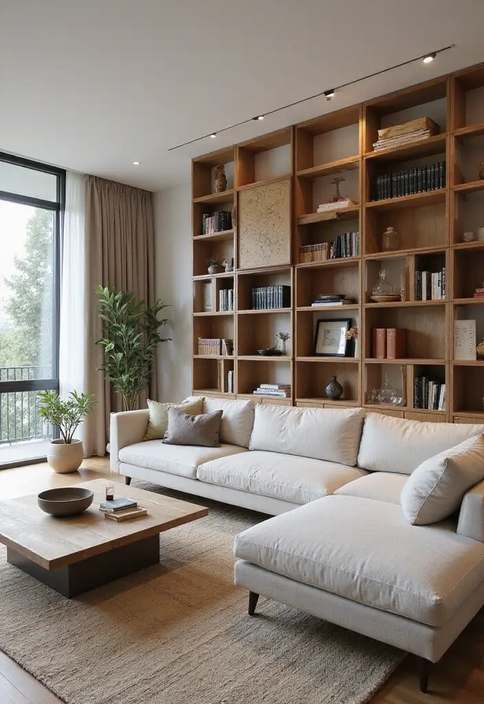 room divider separating living and sleeping areas