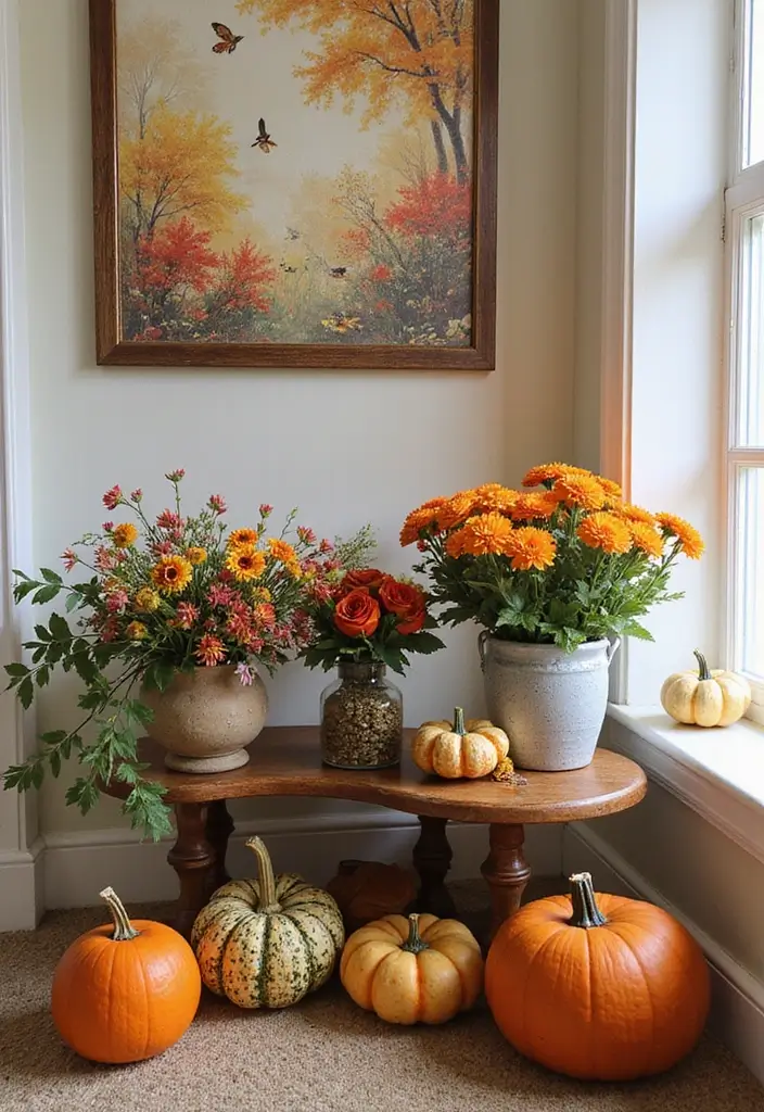 seasonal apartment decor featuring nature-inspired elements