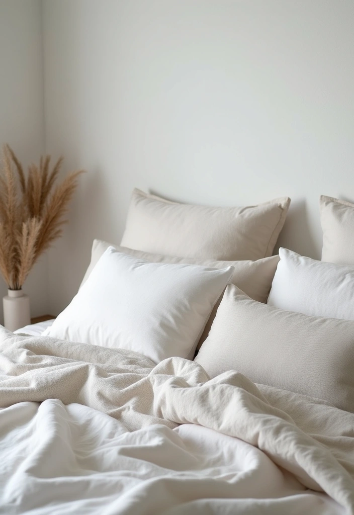 simple cozy bedding in minimalist studio