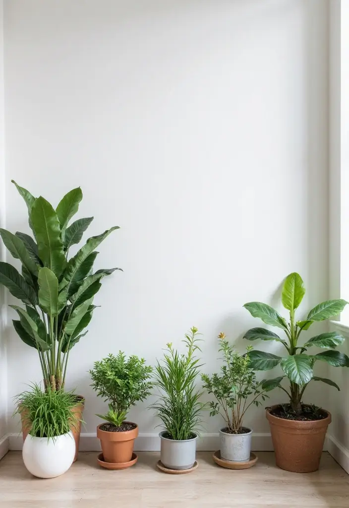 simple indoor plants in minimalist studio