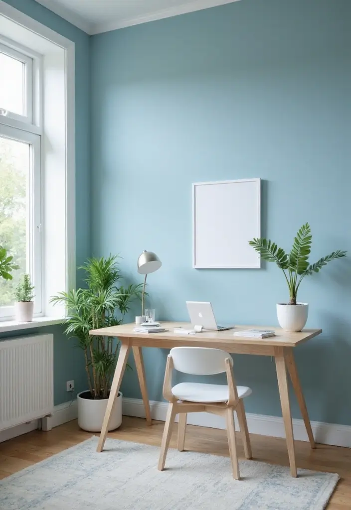 soft blue home office wall paint