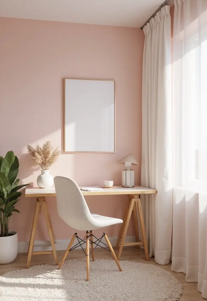 soft pink home office paint decor