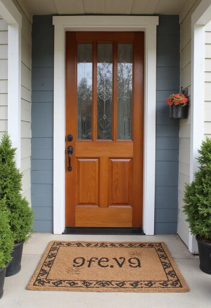 stylish doormat at apartment entrance