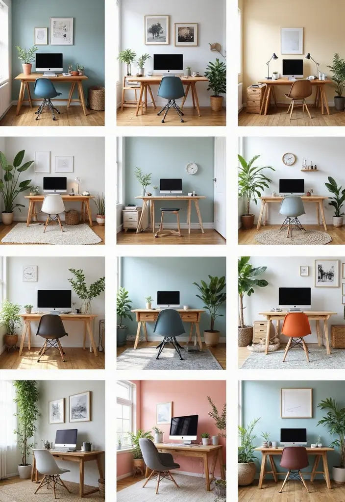 stylish home office setup with balanced colors and modern furniture