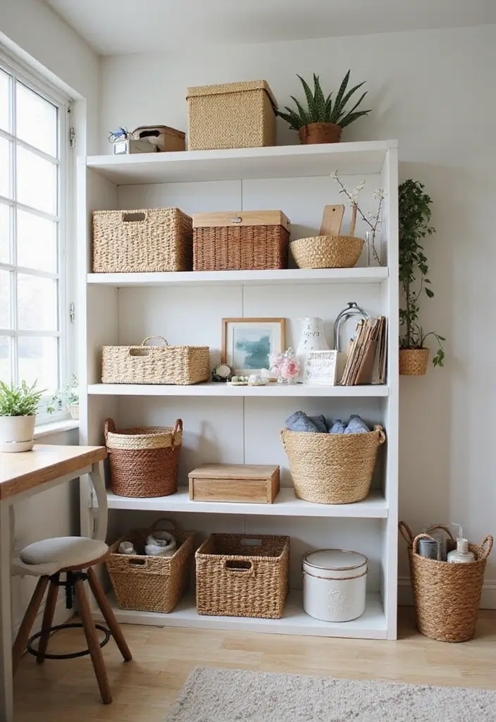 stylish storage boxes baskets and shelves for organized home office