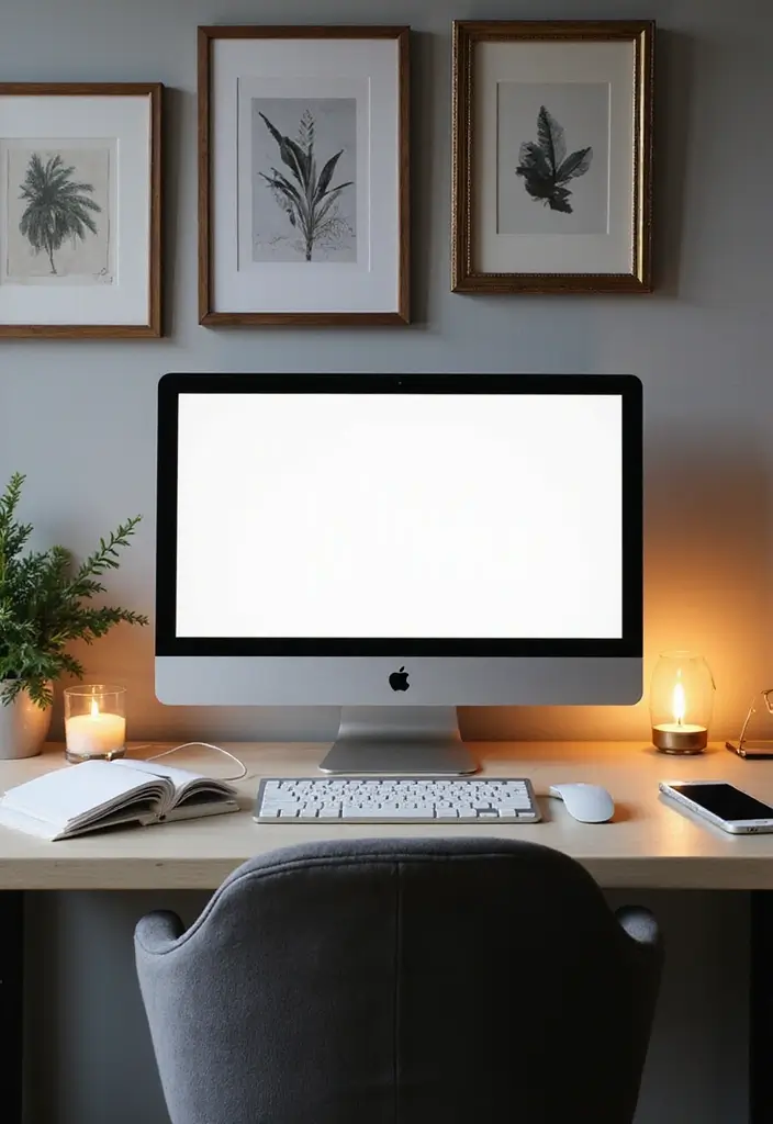 stylish tech setup with wireless chargers cable organizers and smart lighting