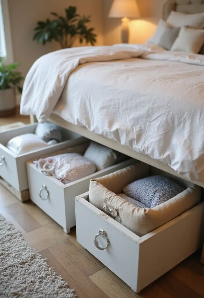 under bed storage in bedroom