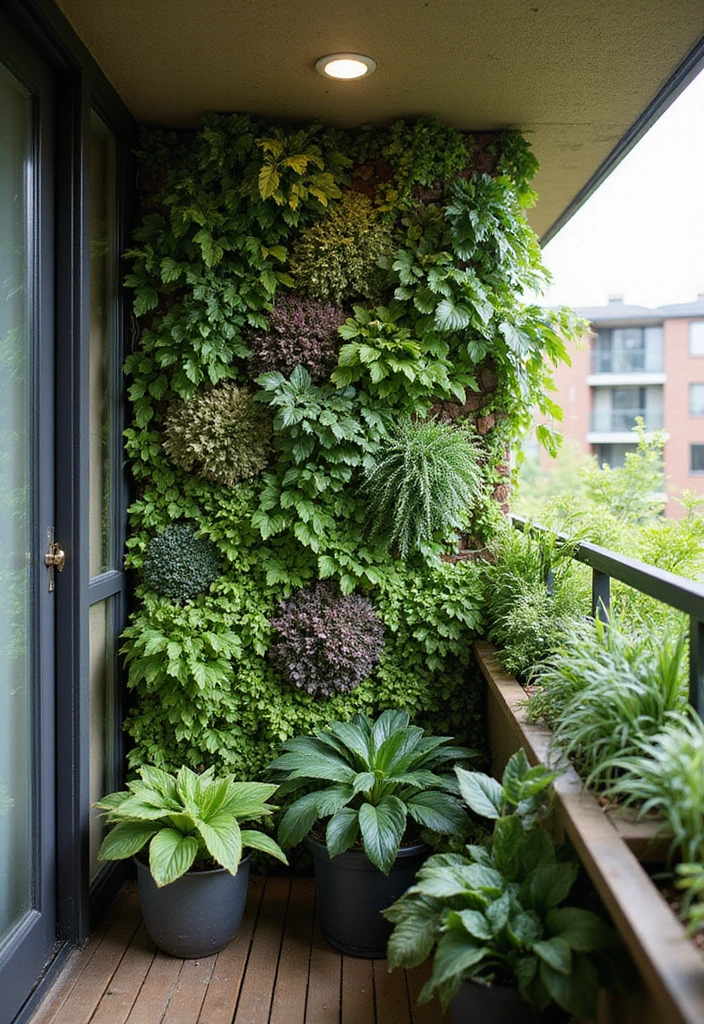 vertical garden on small apartment patio wall